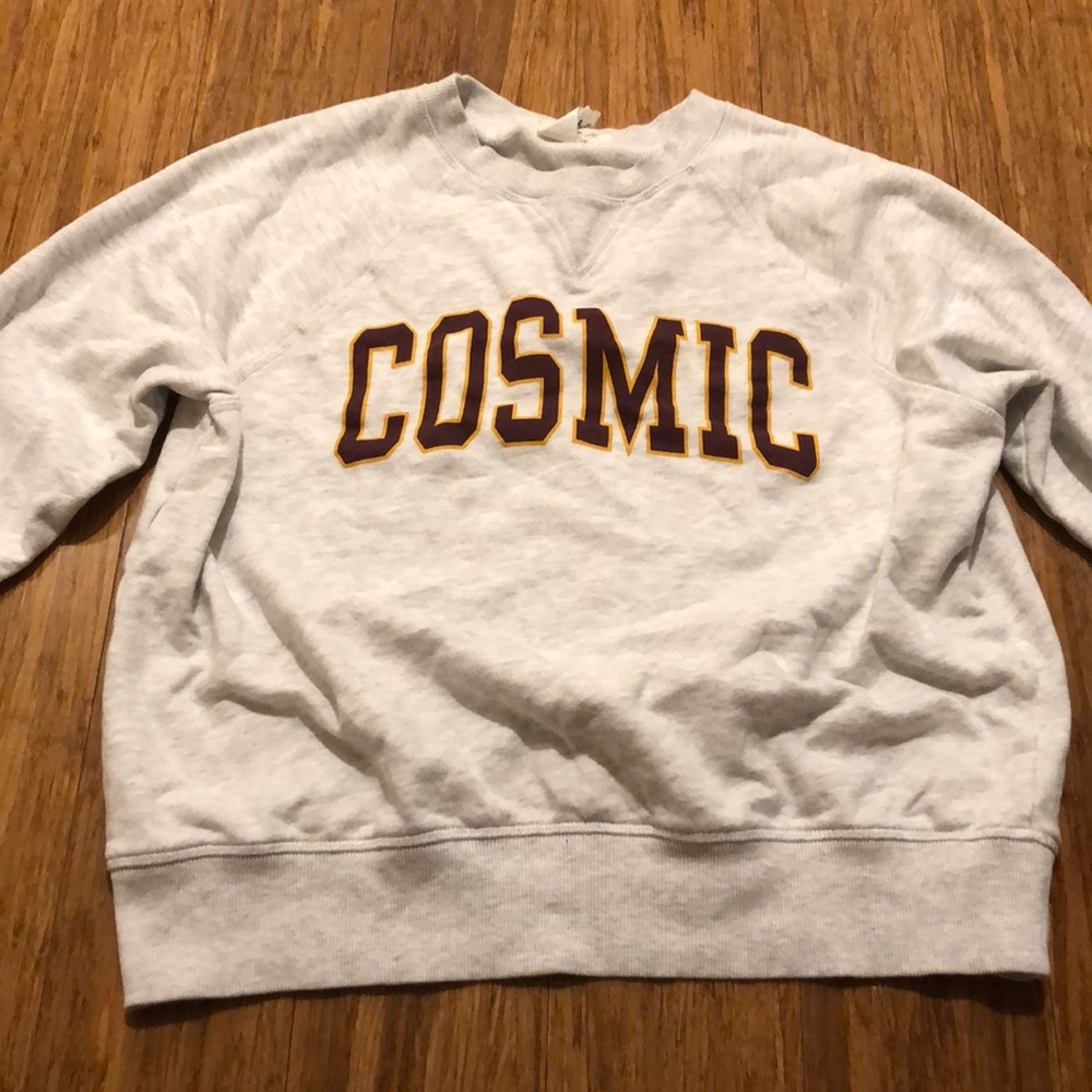 gray crew neck "cosmic" sweatshirt